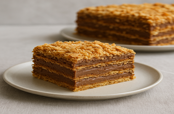 Napoleon with chocolate cream